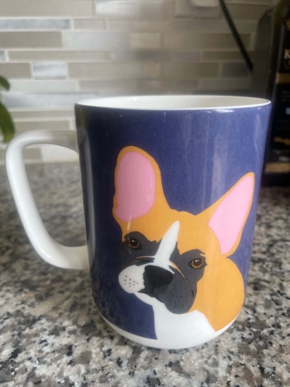Designed In England Navy Bone China Tan Pink Dog Accent Mug NWOT - Picture 5 of 8